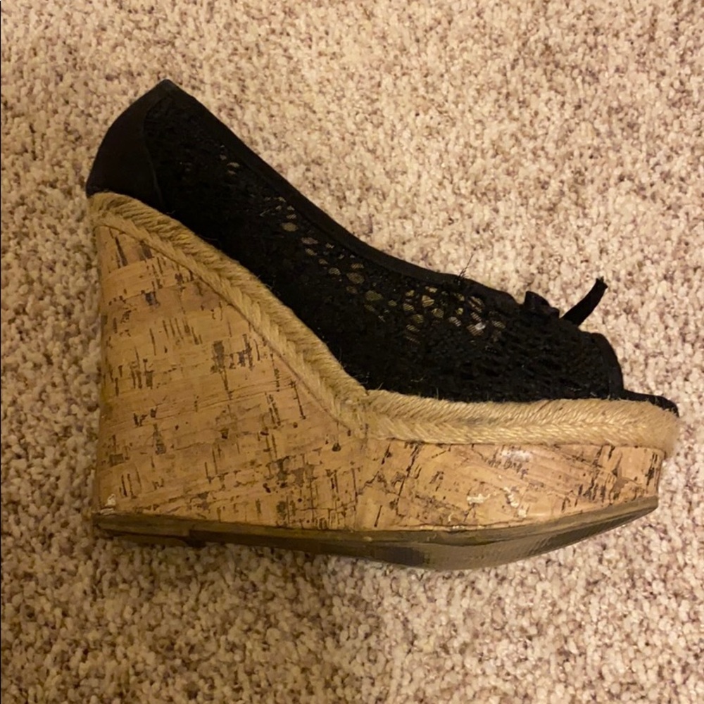 Black Wedge Shoes - Picture 3 of 7